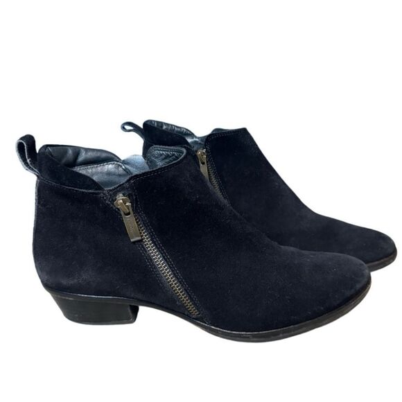 Paul Green Black Suede Jillian Ankle Booties - Picture 2 of 13